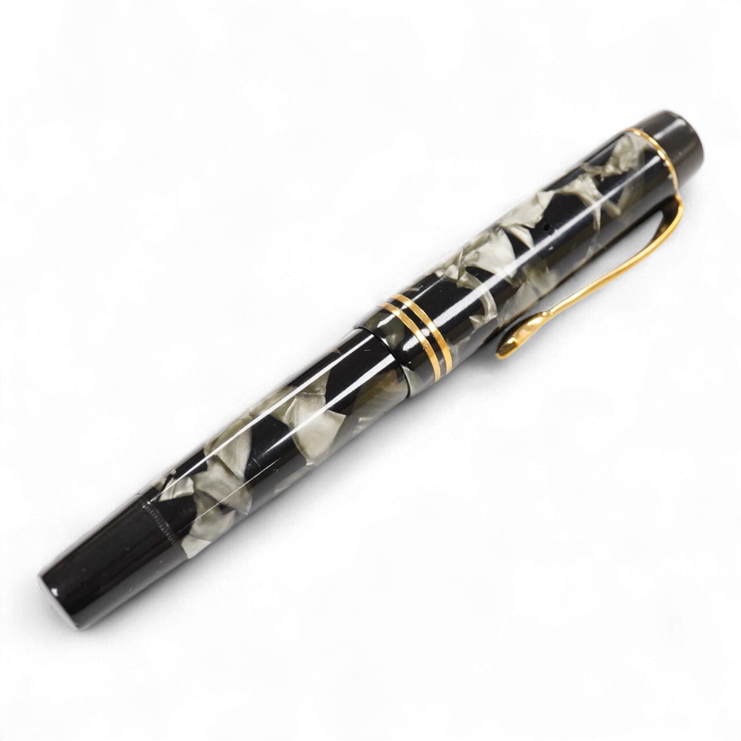 A Montblanc No.333.5 piston fill fountain pen in grey black marble